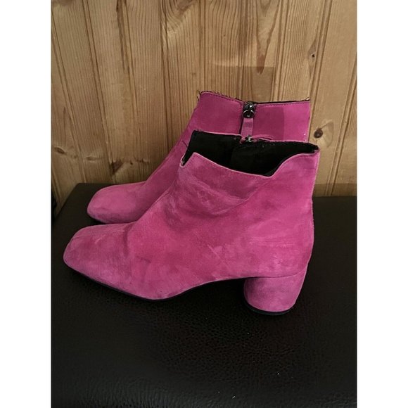 Topshop Marilo Block Heel Suede Bootie Fuschia Size 6.5 - Picture 2 of 14